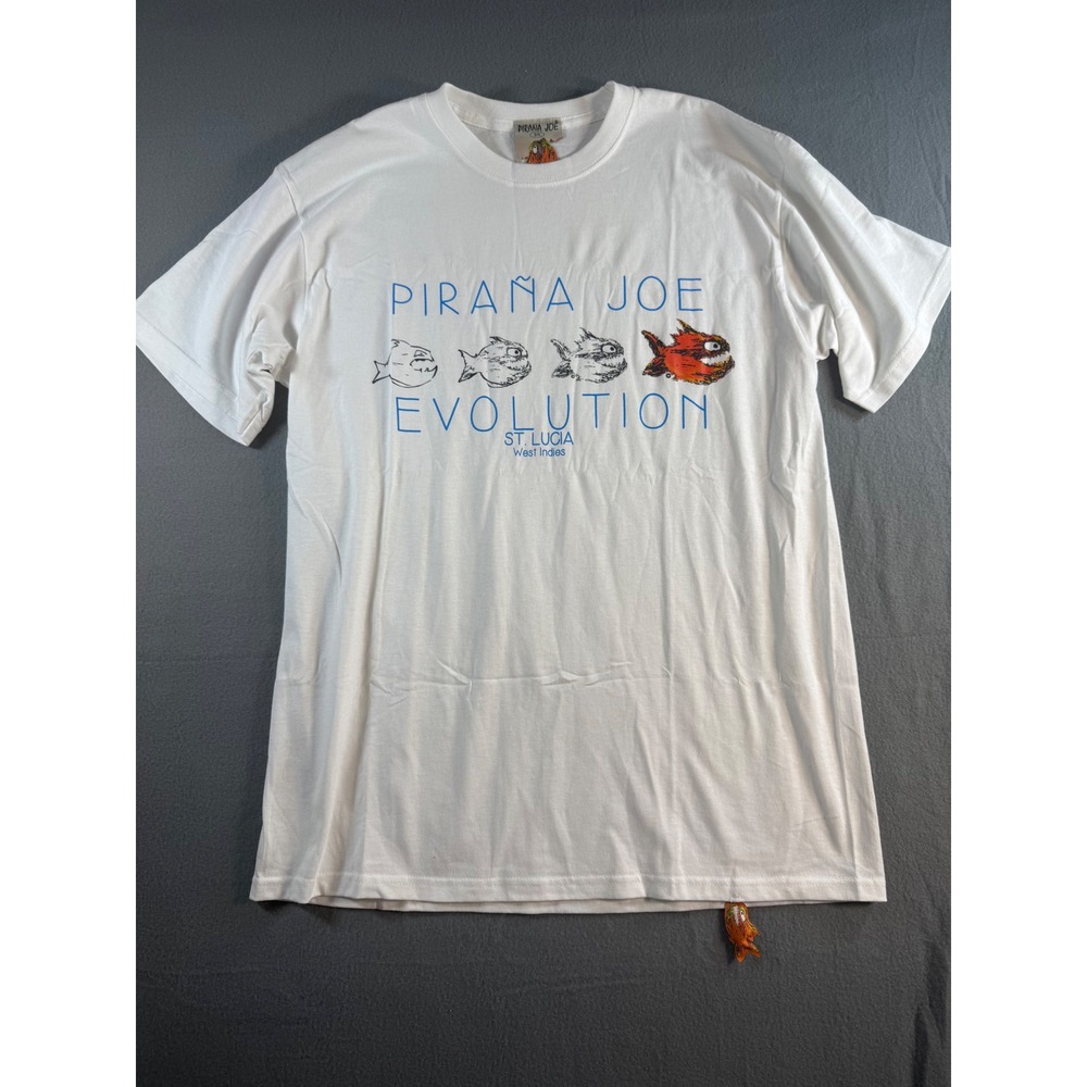 Pirana Joe Evolution St Lucia West Indies Graphic T-Shirt Mens Large White